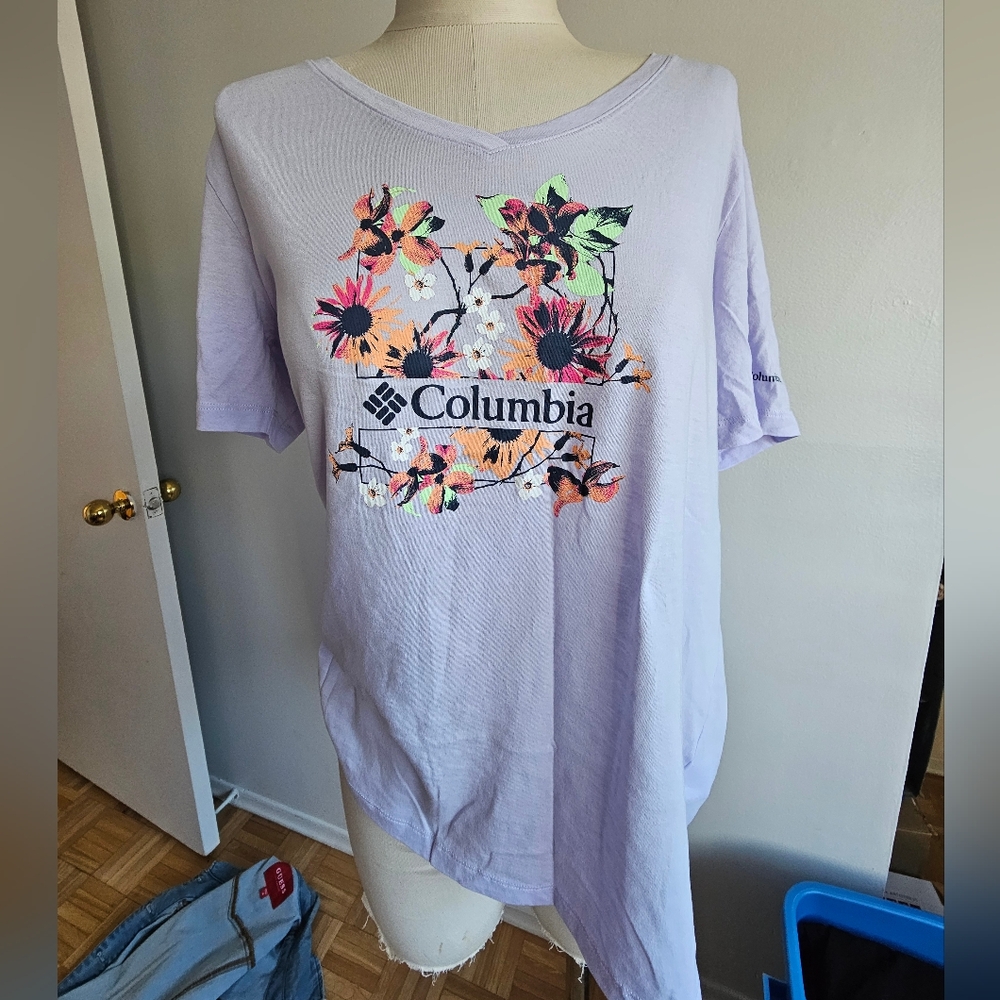 Columbia Women's Short Sleeve Floral Tee - Light Purple
